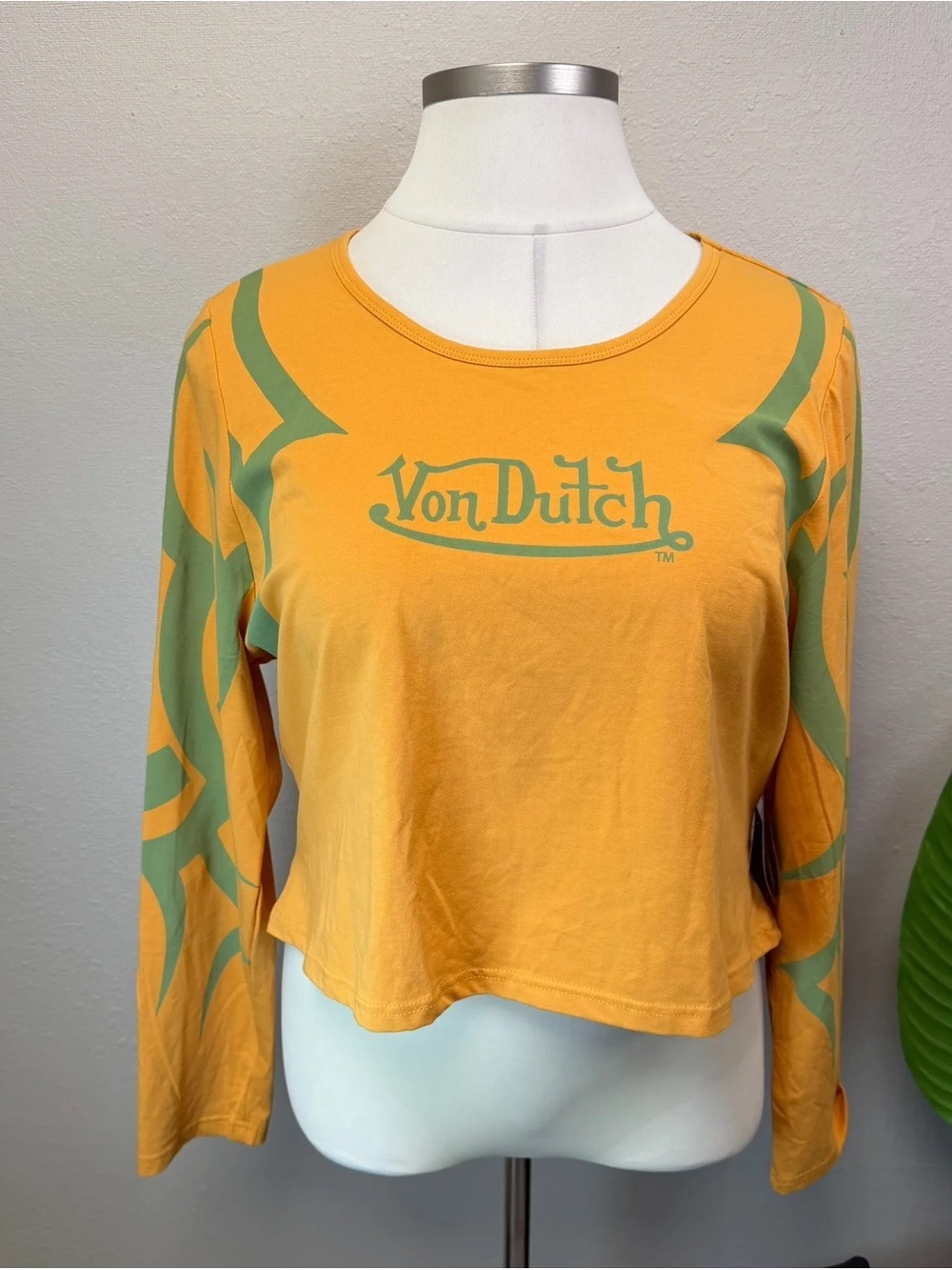 NEW! Von Dutch Orange & Green Cropped Top - Size 3X